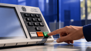 Assédio eleitoral no trabalho: eleitor confirma o voto na urna eletrônica